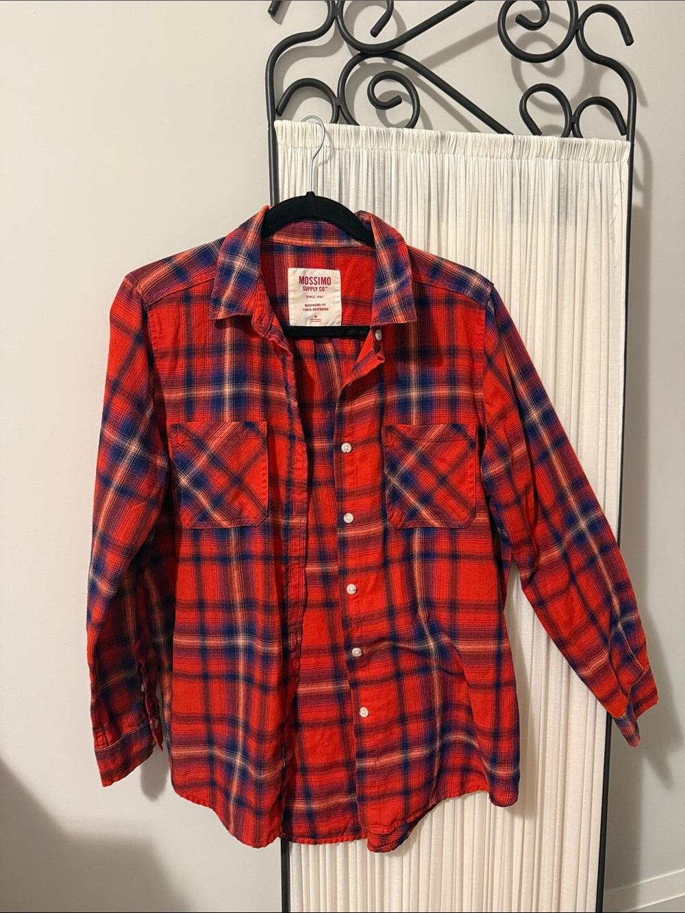 Mossimo Supply Co. Red and Navy Plaid Button-Down Shirt